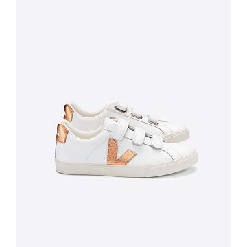 Zapatillas Veja 3-LOCK LEATHER Mujer White/Orange | España 604UZG